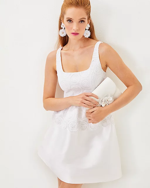 Lilly Pulitzer Alvalynn Dress Resort White Butterfly Medallion Lace