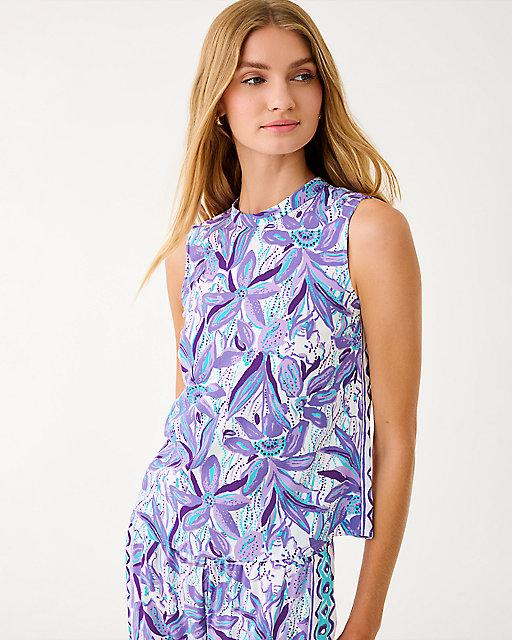 Lilly Pulitzer Anya Top & Bal Harbour Palazzo Pant Set Tropicalia Purple Elephant In The Bloom Engineered Bottom