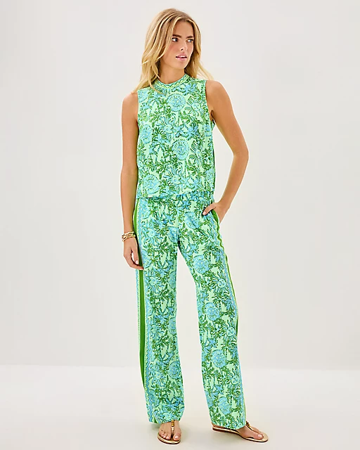 Lilly Pulitzer Anya Top Cool Mint Catchin Rays Engineered Top