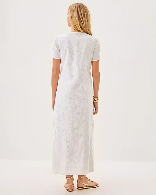 Lilly Pulitzer Ariella Linen Maxi Dress Resort White Catchin Rays Overprint