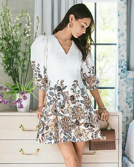 lilly pulitzer Ash V-Neck Dress Coconut Take Meowt Engineered Woven Dress