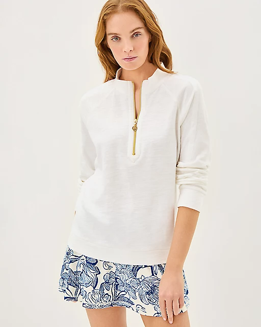 Lilly Pulitzer Ashlee Half-Zip Pullover Resort White