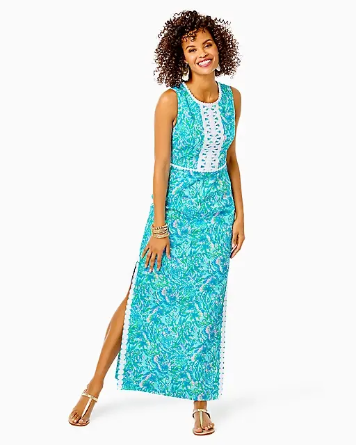 lilly pulitzer Ashler Maxi Shift Dress Surf Blue Coral Of The Story lilly pulitzer Ashler Maxi Shift Dress Surf Blue Coral Of The Story