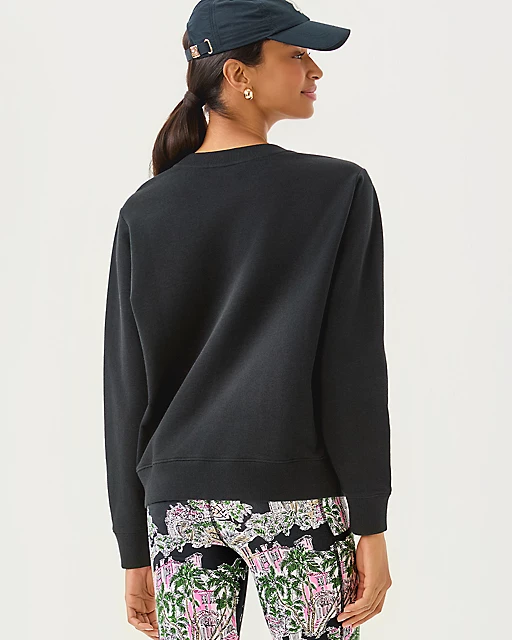 Lilly Pulitzer Ballad Cotton Sweatshirt Noir Palm Beach Toile