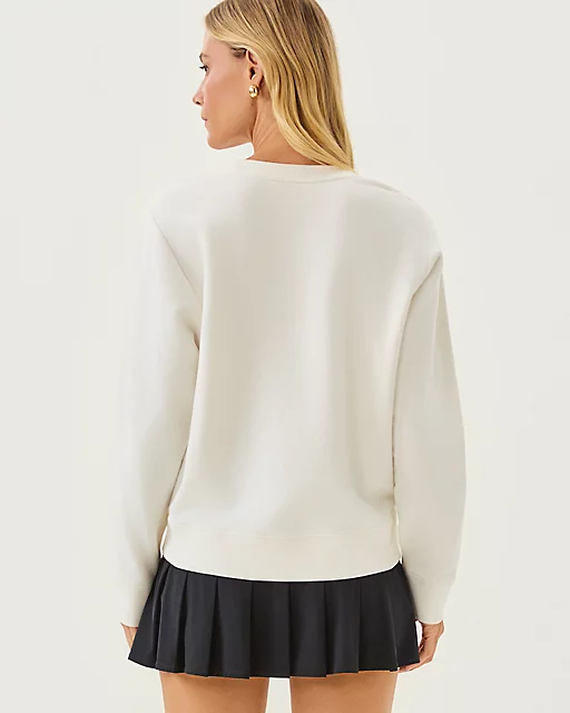 Lilly Pulitzer Ballad Cotton Sweatshirt Resort White Key West Monkey Graphic