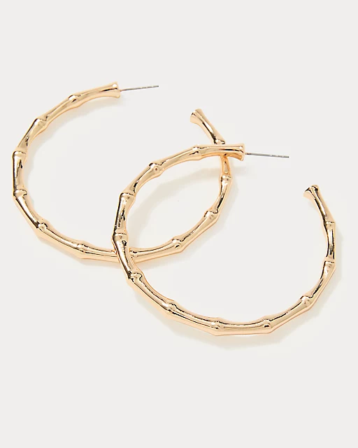 Lilly Pulitzer Bamboo Forest Hoop Earrings Gold Metallic