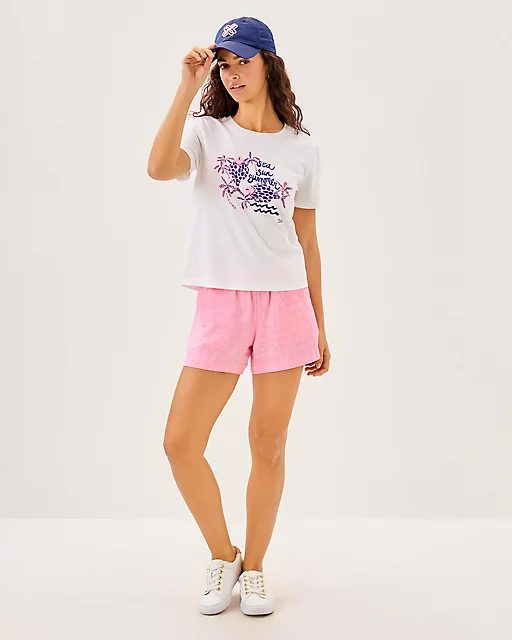 Lilly Pulitzer Barreto Knit Top Multi Sun Sea Motifs Graphic