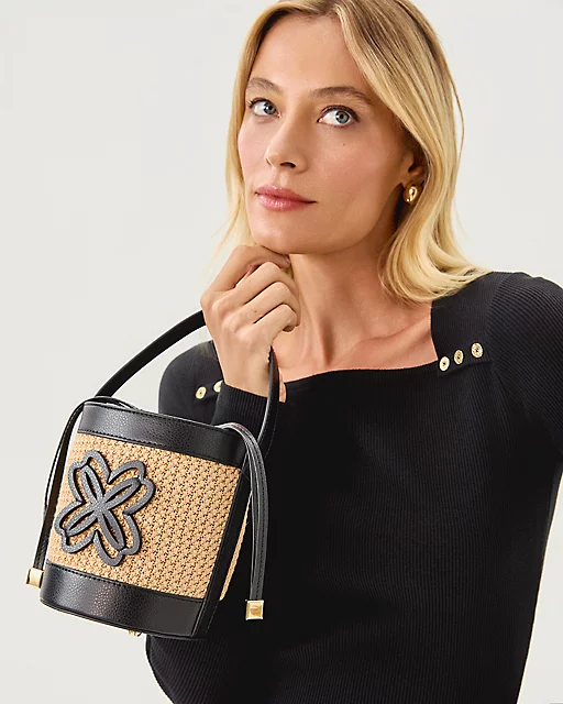 Lilly Pulitzer Beaty Long Sleeve Square Neck Knit Top Noir