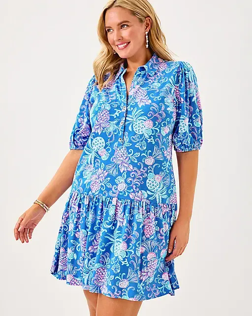 Lilly Pulitzer Bingley Dress Sunwashed Blue Citrus Crush