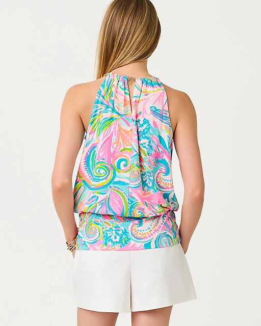 Lilly Pulitzer Bowen Halter Top Multi Carnivale Coral