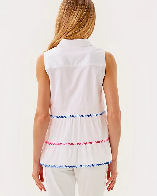 Lilly Pulitzer Breah Sleeveless Button Down Shirt Resort White