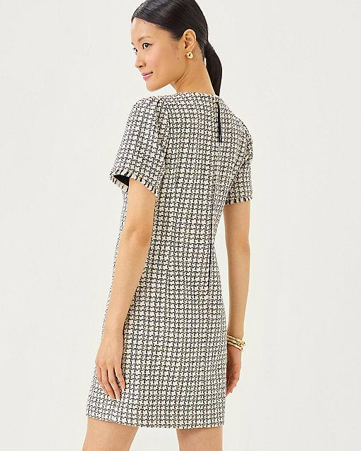 Lilly Pulitzer Brenda Boucle Dress Coconut Lurex Houndstooth Boucle