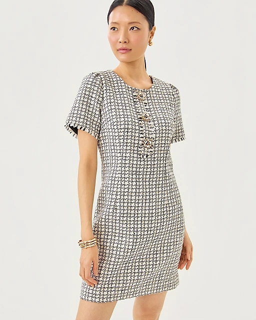 lilly pulitzer Brenda Boucle Dress Coconut Lurex Houndstooth Boucle lilly pulitzer Brenda Boucle Dress Coconut Lurex Houndstooth Boucle