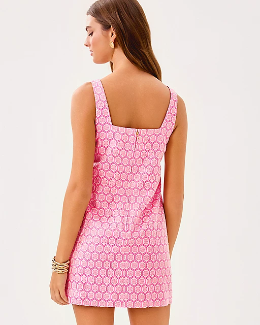 Lilly Pulitzer Bria Skirted Romper Rousseau Pink Butterfly Brandmark Jacquard
