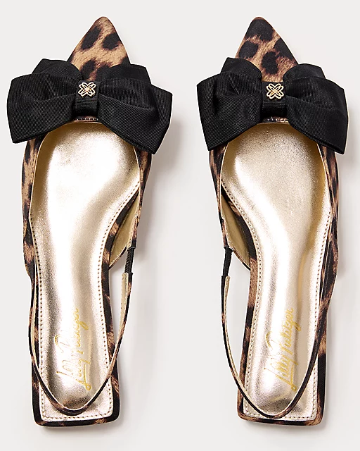 Lilly Pulitzer Brit Leopard Bow Slingback Shoe Multi Leopard Faille Accessories