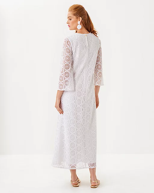 Lilly Pulitzer Burnett Lace Maxi Dress Resort White Butterfly Medallion Lace