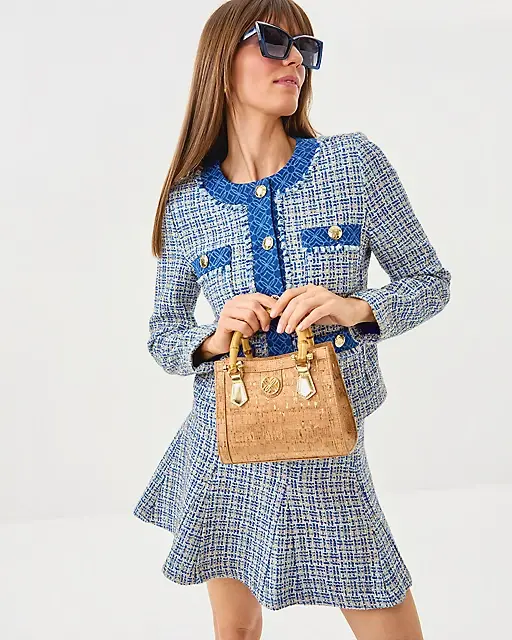 Lilly Pulitzer Cammi Boucle Mini Skirt Tangier Teal Ocean Deep Lurex Boucle