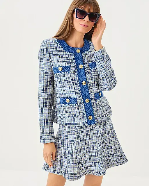 lilly pulitzer Cammi Boucle Mini Skirt Tangier Teal Ocean Deep Lurex Boucle