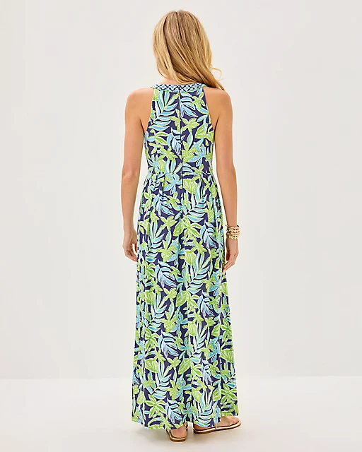 Lilly Pulitzer Carmilla Maxi Dress Sapphire Pool Tropical Tango Engineered Knit Maxi