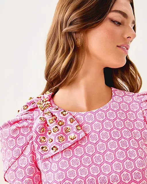 Lilly Pulitzer Cartwright Shift Dress Rousseau Pink Butterfly Brandmark Jacquard