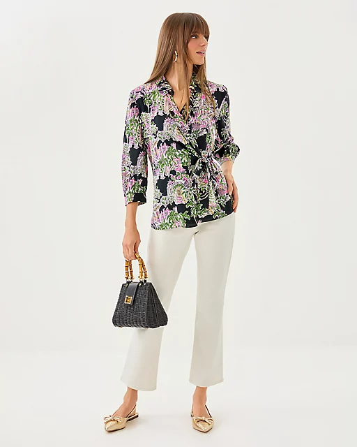 Lilly Pulitzer Casia Wrap Tunic Onyx Pb Anniversary Toile