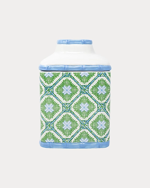 Lilly Pulitzer Ceramic Tissue Holder Multi Bamboo Logo Trellis