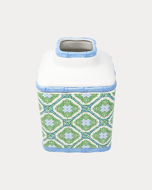 Lilly Pulitzer Ceramic Tissue Holder Multi Bamboo Logo Trellis