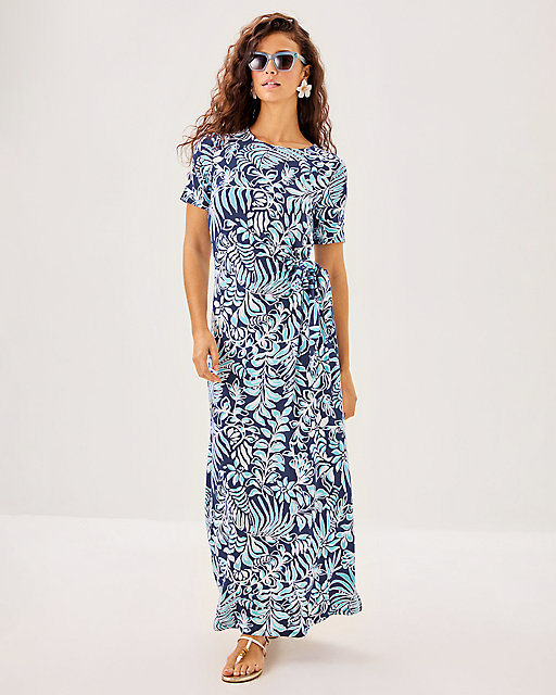Lilly Pulitzer Chace Maxi Dress Sapphire Pool Summer Shorelines