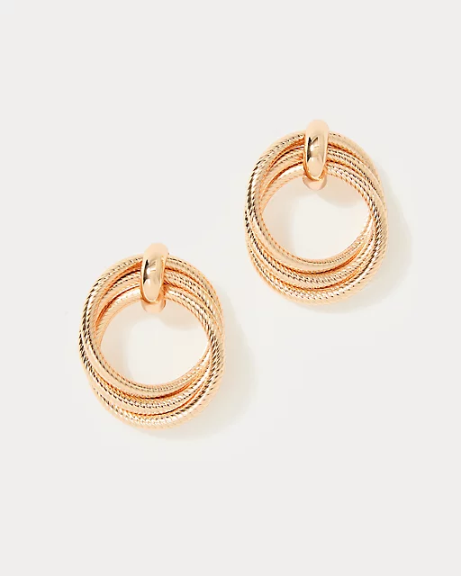 Lilly Pulitzer Chevs Kiss Doorknocker Earrings Gold Metallic