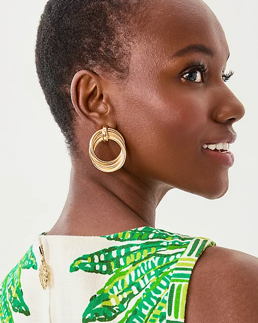 Lilly Pulitzer Chevs Kiss Doorknocker Earrings Gold Metallic