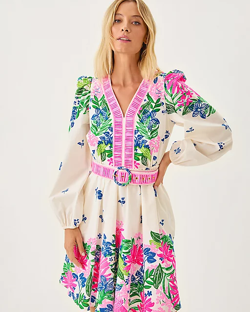 Lilly Pulitzer Chyanna V-Neck Dress Multi Endless Summers Engineered Woven Dress