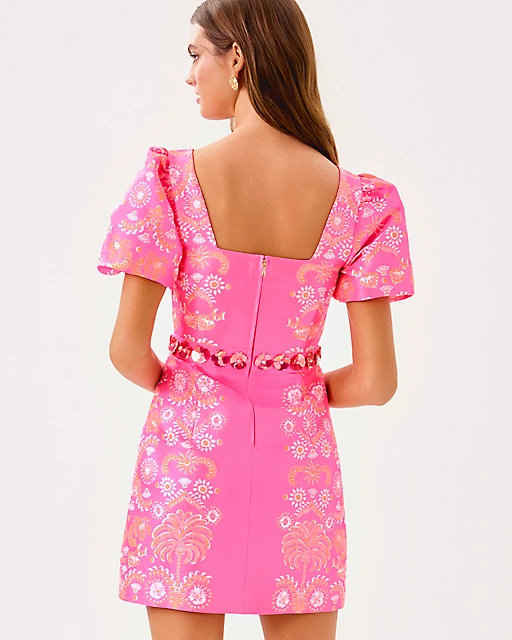Lilly Pulitzer Cohen Skirted Romper Sunkissed Pink Breezy Palm Engineered Romper