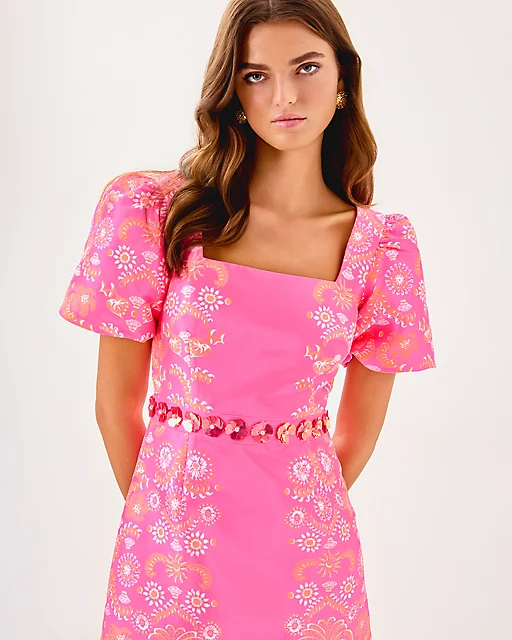 Lilly Pulitzer Cohen Skirted Romper Sunkissed Pink Breezy Palm Engineered Romper