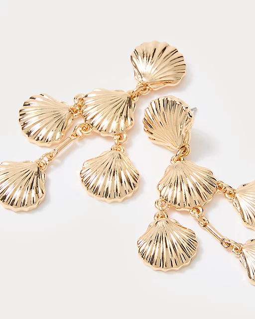 Lilly Pulitzer Cool As Shell Chandelier Earrings Gold Metallic