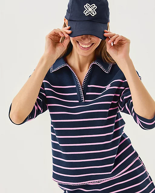 Lilly Pulitzer Corvaya Pullover & Aubra Short Set Low Tide Navy Legacy Stripe