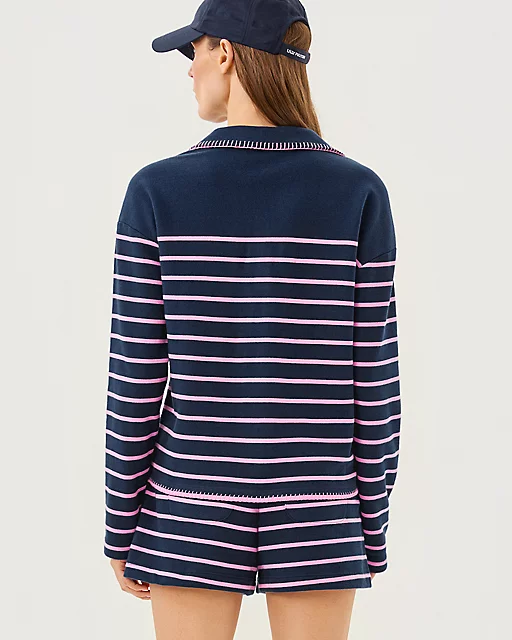 Lilly Pulitzer Corvaya Terry Pullover Low Tide Navy Legacy Stripe