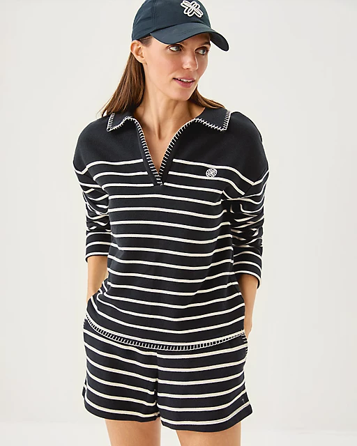 Lilly Pulitzer Corvaya Terry Pullover Noir Legacy Stripe