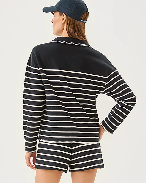 Lilly Pulitzer Corvaya Terry Pullover Noir Legacy Stripe