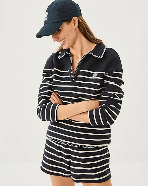 Lilly Pulitzer Corvaya Terry Pullover Noir Legacy Stripe