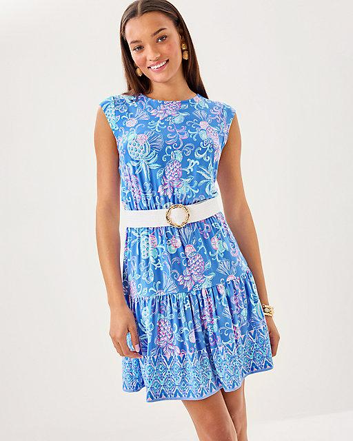 Lilly Pulitzer Danville Dress Sunwashed Blue Citrus Crush Engineered Knit Dress