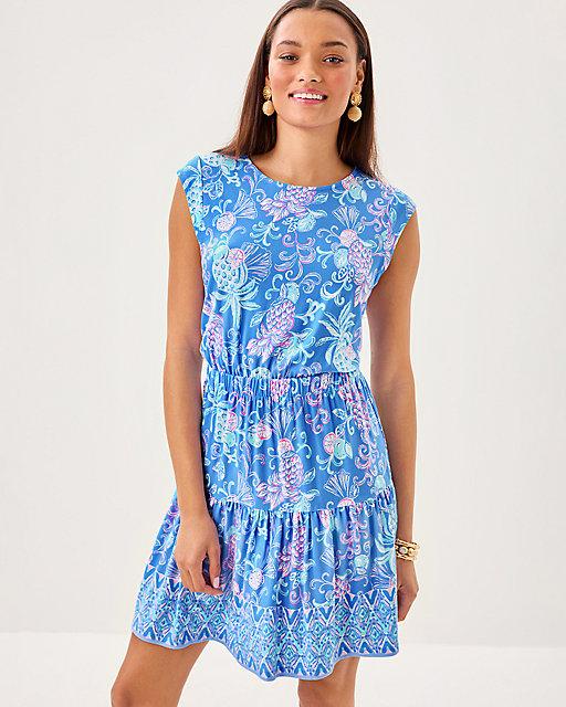 lilly pulitzer Danville Dress Sunwashed Blue Citrus Crush Engineered Knit Dress