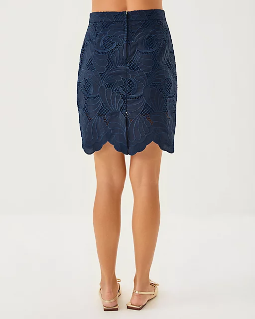 Lilly Pulitzer Debra Lace Skirt Low Tide Navy Sway With Me Scalloped Lace