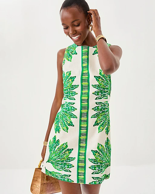 Lilly Pulitzer Devyn Stretch Shift Dress Kitts Green Shady Babe Engineered Woven Dress