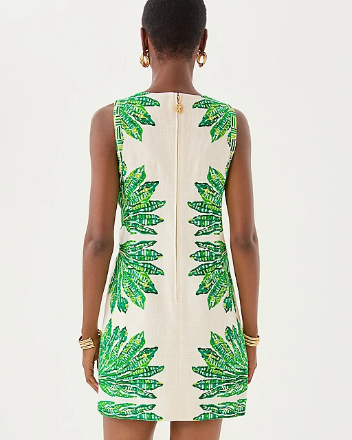 Lilly Pulitzer Devyn Stretch Shift Dress Kitts Green Shady Babe Engineered Woven Dress