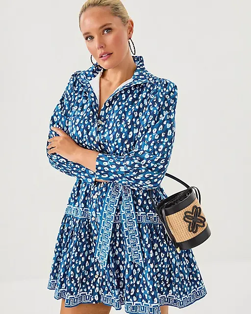 Lilly Pulitzer Drena Dress Starlight Navy Youre An Animal Engineered Woven Dress