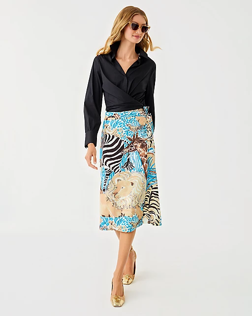 Lilly Pulitzer Dustin Midi Skirt Breezy Aqua Oversized Lillys Zoo