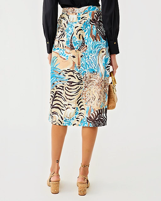 Lilly Pulitzer Dustin Midi Skirt Breezy Aqua Oversized Lillys Zoo