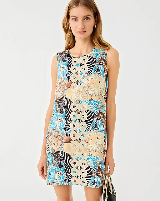 Lilly Pulitzer Edita Shift Dress Breezy Aqua Lillys Zoo Engineered Woven Shift