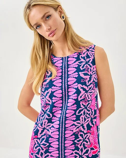 Lilly Pulitzer Edita Shift Dress Starlight Navy Once And Floral Engineered Woven Shift