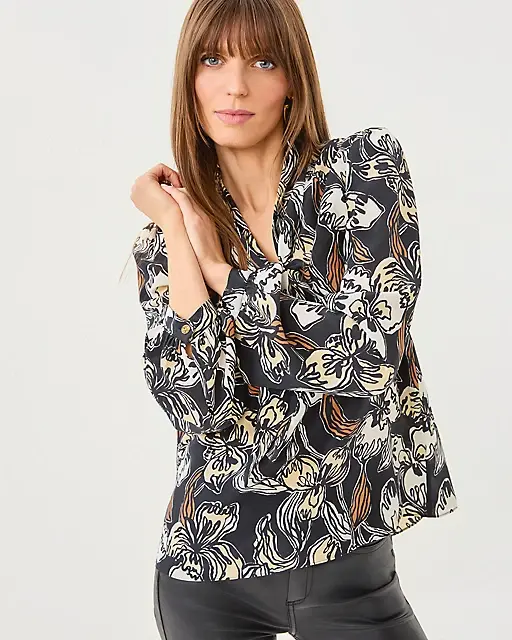 lilly pulitzer Elanor V-Neck Silk Top Onyx Irisistable